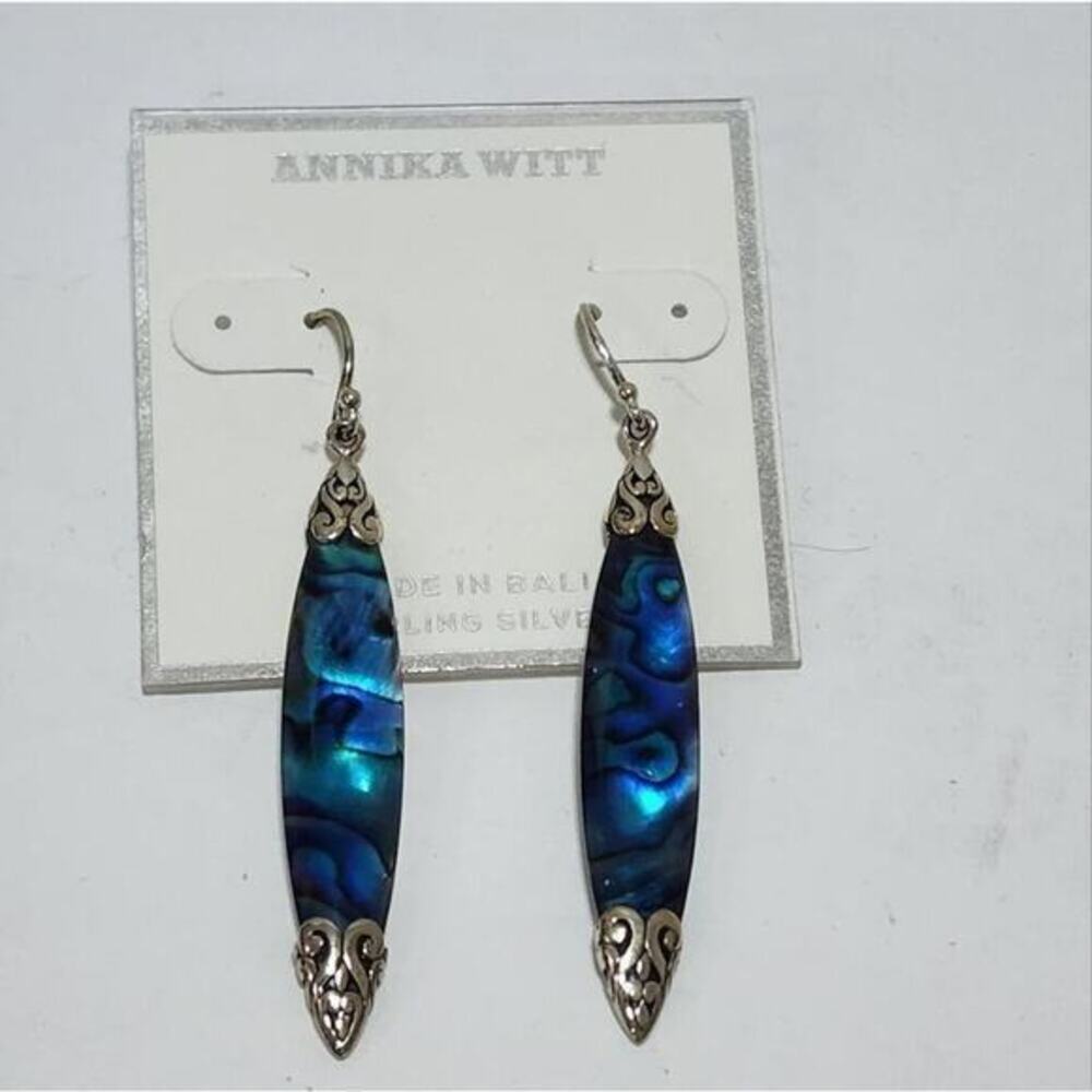 Annika Witt abalone, MOP, and sterling‎ silver 925 drop earrings
